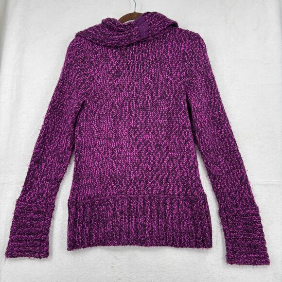 Lole Cardigan Sweater Womens Size M Purple Wool Blend Full Zip Fuzzy Knit - Picture 9 of 14